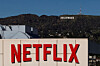 A drone view shows the Netflix logo on one of its buildings in the Hollywood neighborhood of Los Angeles on Dec. 8, 2025. [REUTERS/YONHAP]