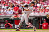 Lee Jung-hoo of the San Francisco Giants hits a single during the ninth inning against the Cincinnati Reds at Great American Ball Park in Cincinnati, Ohio, on April 16. [GETTY IMAGES/YONHAP]
