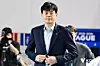 GS Caltex Seoul Kixx head coach Lee Young-taik is pictured after a win in Game 1 of the championship finals at Gimcheon Gymnasium on April 1. [KOREA VOLLEYBALL FEDERATION]