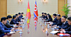 North Korean diplomatic officials, on the right, meet with Vietnamese diplomatic officials in Pyongyang on May 13 in this file photo released by the North's official Korean Central News Agency the next day. [YONHAP]