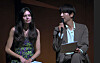 Actor Song Joong-ki, right, and his wife Katy Louise Saunders appear together on stage during a concert held at the Seoul Arts Center in Seocho District, southern Seoul, on April 18. [SCREEN CAPTURE]