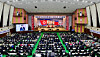 Members of Chongryon, the pro-Pyongyang General Association of Korean Residents in Japan, hold an assembly in Tokyo in a photo taken between May 23 and 24. [RODONG SINMUN]