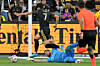 Los Angeles FC forward Son Heung-min runs past Orlando City goalkeeper Maxime Crépeau during an MLS fixture at BMO Stadium in Los Angeles on April 4. [REUTERS/YONHAP]