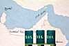 A map showing the Strait of Hormuz and 3D printed oil barrels are seen in this illustration taken on March 26. [REUTERS/YONHAP]