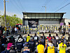 A memorial altar was set up in front of the CU convenience store logistics center in Jinju, South Gyeongsang, on April 21 for a union member who died in an accident at a cargo worker rally. [NEWS1]