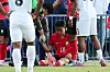 Korea defender Cho Yu-min lies on the ground after sustaining an injury during a friendly match between Korea and Trinidad and Tobago ahead of the 2026 FIFA World Cup in North America at BYU South Field on the campus of Brigham Young University in Salt Lake City on May 30. [NEWS1]