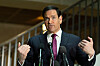 Secretary of State Marco Rubio speaks to reporters before his scheduled House and Senate Intelligence Committees briefing about Iran on Capitol Hill in Washington on March 2, 2026. [AP]