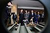 Boats and Bots ? President Lee Jae Myung, third from left, attends a presentation about a ship welding robot at Samsung Heavy Industries' exhibition booth following a conference on the future vision of Korean shipbuilding held at a hotel in Ulsan on May 13. At the conference, Lee stressed the importance of creating a healthy ecosystem where both labor and management can enhance the competitiveness of the shipbuilding industry as the business is highly cyclical and often faces labor issues. At the conference, Industry Minister Kim Jung-kwan, fifth from left, rolled out a vision for boosting the competitiveness of Korea’s shipbuilding industry that included strengthening fundamental manufacturing capabilities, expanding global footholds including in India, Vietnam and the Philippines and creating a sustainable industrial ecosystem through improving the work force and enhancing training programs.