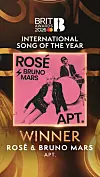 ″APT.″ (2024) wins International Song of the Year at the 2026 Brit Awards. [BRIT AWARDS]
