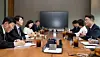 Ryu Je-myung, second vice minister of the Ministry of Science and ICT, far right, meets with OpenAI officials to discuss cooperation in responding to AI security threats at the Three IFC building in Yeouido, western Seoul, on May 26. [NEWS1]