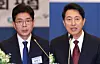 Chong Won-o, left, the Democratic Party's candidate for Seoul mayor in the June 3 local elections, speaks at a forum organized by the Korea News Editors Association at the Korean Chamber of Commerce and Industry in central Seoul on May 14. Oh Se-hoon, right, the main opposition People Power Party candidate for Seoul mayor, speaks in a forum hosted by the association later Thursday. [NEWS1]
