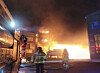 A fire breaks out a distribution factory in Gwangju, Gyeonggi, on March 30. [GYEONGGI-DO FIRE SERVICES]