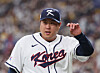 Ryu Hyun-jin of Korea reacts after completing the bottom of the seventh inning of an exhibition game against the Hanshin Tigers ahead of the World Baseball Classic at Kyocera Dome in Osaka on March 2. [YONHAP]