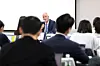 Israeli Ambassador to South Korea Rafael Harpaz answers questions from Korean reporters about Israel’s ongoing military operation against Iran in Jongno District, central Seoul, on March 5. [YONHAP]