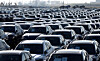 New cars, among them new China-built EVs of BYD, are seen parked in the port of Zeebrugge, Belgium, on Oct. 24, 2024. [REUTERS/YONHAP]