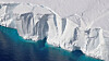 An aerial view of the 200-foot-tall (60-meter) front of the Getz Ice Shelf with cracks, in Antarctica, in this 2016 handout image. [NATIONAL AERONAUTICS AND SPACE/REUTERS/YONHAP]