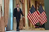 U.S. Vice President JD Vance arrives for a news conference after meeting with representatives from Iran and Pakistan in Islamabad on April 12. [AFP/YONHAP]