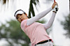 Lee Mi-hyang tees off during the HSBC Women's World Championship at Sentosa Golf Club in Singapore on Feb. 26. [AP/YONHAP]