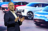 Hector Villarreal, president of GM Korea, delivers remarks at the media launch event for the Cadillac Escalade at IVEX Studio in Gwangmyeong, Gyeonggi, on April 16, 2025. [NEWS1]