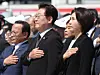 President Lee Jae Myung, center, attends a ceremony marking the 46th anniversary of the pro-democracy uprising in Gwangju on May 18. [JOINT PRESS CORPS]