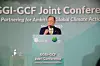 Former UN Secretary General Ban Ki-moon speaks at a joint conference hosted by the Global Green Growth Institute and the Green Climate Fund at the Four Seasons Hotel in central Seoul on May 21. [GGGI]