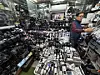 Lee Kyu-tae, 68, organizes vintage digital cameras on the shelves of his shop inside Sewoon Plaza in Jongno District, central Seoul, on May 20. [IM SOUNG-BIN]