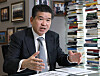 James Kim, the Chairman and CEO of the American Chamber of Commerce in Korea (Amcham), talks during an interview with the Korea JoongAng Daily at its headquarters in Yeouido, western Seoul on March 19, 2024. [PARK SANG-MOON]