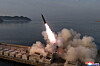 A missile is launched in a photo carried by the Korean Central News Agency on April 20. [YONHAP]