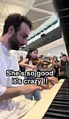 Kim Yeon-ah, center, performs Antonio Vivaldi's ″Four Seasons” (1725) with pianist Julien Cohen at an airport in Rome, Italy, in 2024. [SCREEN CAPTURE]