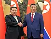 Chinese President Xi Jinping, on the right, and North Korea's leader Kim Jong-un shake hands at the Great Hall of the People in Beijing, China, September 4, 2025, in this photo provided by North Korea's state-run media Rodong Sinmun the next day. [NEWS1]
