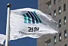 The prosecution logo is seen on a flag in front of the Seoul Central District Prosecutors' Office in southern Seoul on Feb. 17, 2025. [NEWS1]