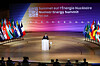 French President Emmanuel Macron speaks during the opening plenary session of the IAEA Nuclear Energy Summit in Paris on March 10. [AP/YONHAP]