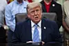 President Donald Trump speaks at an event with Environmental Protection Agency Administrator Lee Zeldin in the Oval Office at the White House in Washington on May 21, in this photo released by UPI. [YONHAP]
