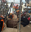 Firefighters conduct rescue operations for a man who fell underground at a greenhouse in Wonju, Gangwon, on May 26. [GANGWON STATE FIRE HEADQUARTERS]