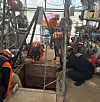 Firefighters conduct rescue operations for a man who fell underground at a greenhouse in Wonju, Gangwon, on May 26. [GANGWON STATE FIRE HEADQUARTERS]