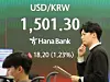 The dollar-won exchange rate is shown on a digital screen inside Hana Bank in Jung District, central Seoul, on March 19. [YONHAP]
