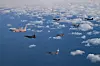 An Air Force early warning aircraft (E-737), known as a “flying command post,” carries Defense Minister Ahn Gyu-back on Jan. 1 and flies with escort from a group of domestically developed fighter jets including the KF-21. [NEWS1]