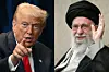 This combination of pictures created on Feb. 20 shows U.S. President Donald Trump, left, gesturing during a bilateral meeting on the sidelines of the 47th Association of Southeast Asian Nations Summit in Kuala Lumpur on Oct. 26, 2025; and a handout picture provided by the office of Iran's Supreme Leader Ayatollah Ali Khamenei shows him waving during a ceremony in Tehran on Aug. 24, 2025. Iran's state TV on March 1 confirmed the death of Iranian supreme leader Khamenei after the United States announced that he had been killed in strikes on Iran. [AFP/YONHAP]