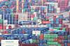 Export containers are piled up at Pyeongtaek Port in Gyeonggi on April 1, 2026. [YONHAP]