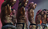 Participants flex and pose during the ″Seoul Firefighter Physique Contest″ (translated) held at the Seoul Metropolitan Fire Academy in Eunpyeong District, northern Seoul, on May 14. [NEWS1]
