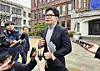 Former People Power Party leader Han Dong-hoon speaks to reporters in Daegu on Feb. 27. [NEWS1]