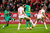 Senegal's Pape Gueye, left, scores the opening goal during the Africa Cup of Nations final against Morocco in Rabat, Morocco, on Jan. 18. [AP/YONHAP]