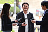 Conservative YouTuber Jeon Han-gil, center, speaks to reporters while arriving at Seoul Central District Court in Seocho District, southern Seoul, on April 16. [NEWS1]