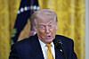 U.S. President Donald Trump speaks during a Mother's Day event for members of the military at the White House in Washington on May 6. [AP/YONHAP]
