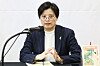 Taiwanese author Yang Shuang-zi, the 2026 winner of the prestigious International Booker Prize, answers questions about her book at a press event in Jung District, central Seoul, on June 1. [YONHAP]