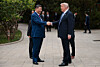 U.S. President Donald Trump, right, shakes hands with Chinese President Xi Jinping during a visit to the Zhongnanhai Garden in Beijing on May 15. [AP/YONHAP]