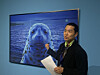 Artist Koh Sang-woo speaks during a press tour of his solo exhibition ″Still Breathing″ at Savina Museum of Contemporary Art in Eunpyeong District, northern Seoul, on April 30. [LIM JEONG-WON]