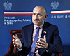 Polish Ambassador to Korea Bartosz Wisniewski speaks during an interview with the Korea JoongAng Daily on the outcome of Prime Minister Donald Tusk's two-day visit and the direction of bilateral defense industry cooperation at the Polish Embassy in central Seoul on April 14. [PARK SANG-MOON]