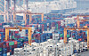 Containers are stacked in the Port of Pyeongtaek in Gyeonggi on April 1.[YONHAP]