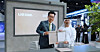 Lee Gun-hyuk, left, head of Middle East operations at LIG D&A, and Sharif Hashim Al Hashimi pose for a commemorative photo at the MOU signing ceremony between LIG D&A and the Tawazun Council for Defence Enablement during Make it in the Emirates 2026 at the Abu Dhabi National Exhibition Centre. [SCREEN CAPTURE]